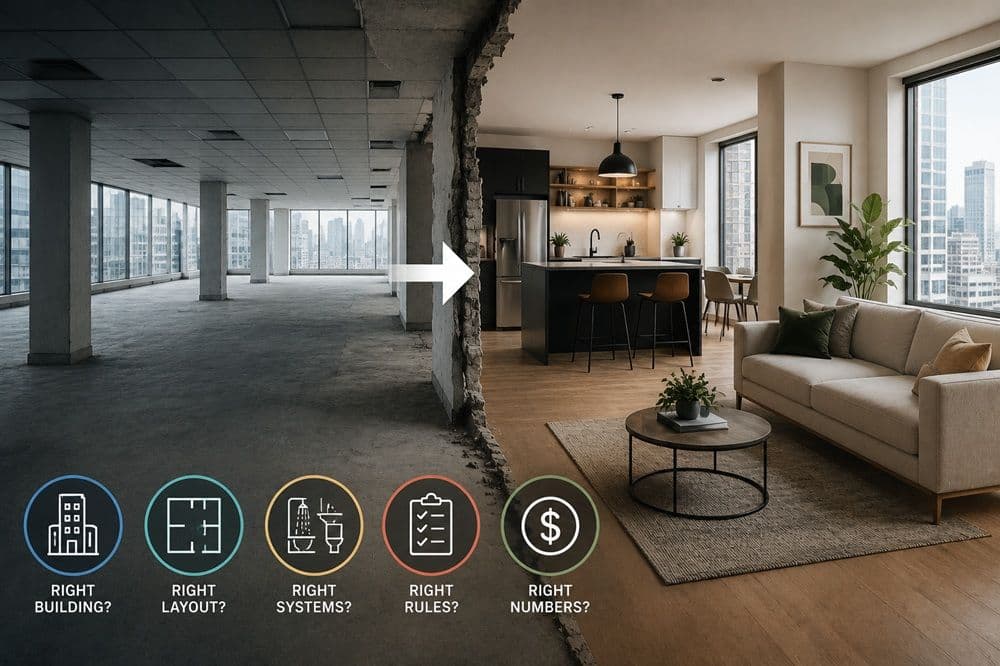 Empty Offices Are Not Automatically Future Apartments: The Real Feasibility Test Behind Office-to-Residential Conversion